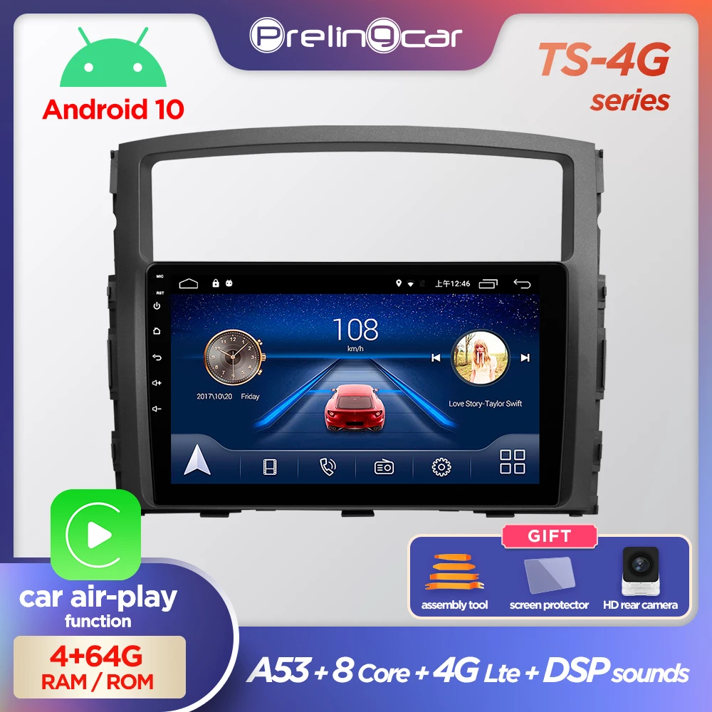 Prelingcar для Мицубиси Паджеро 4 авто магнитолы До 4G+64G Android 10 8 ЯДЕР DSP Навигация GPS