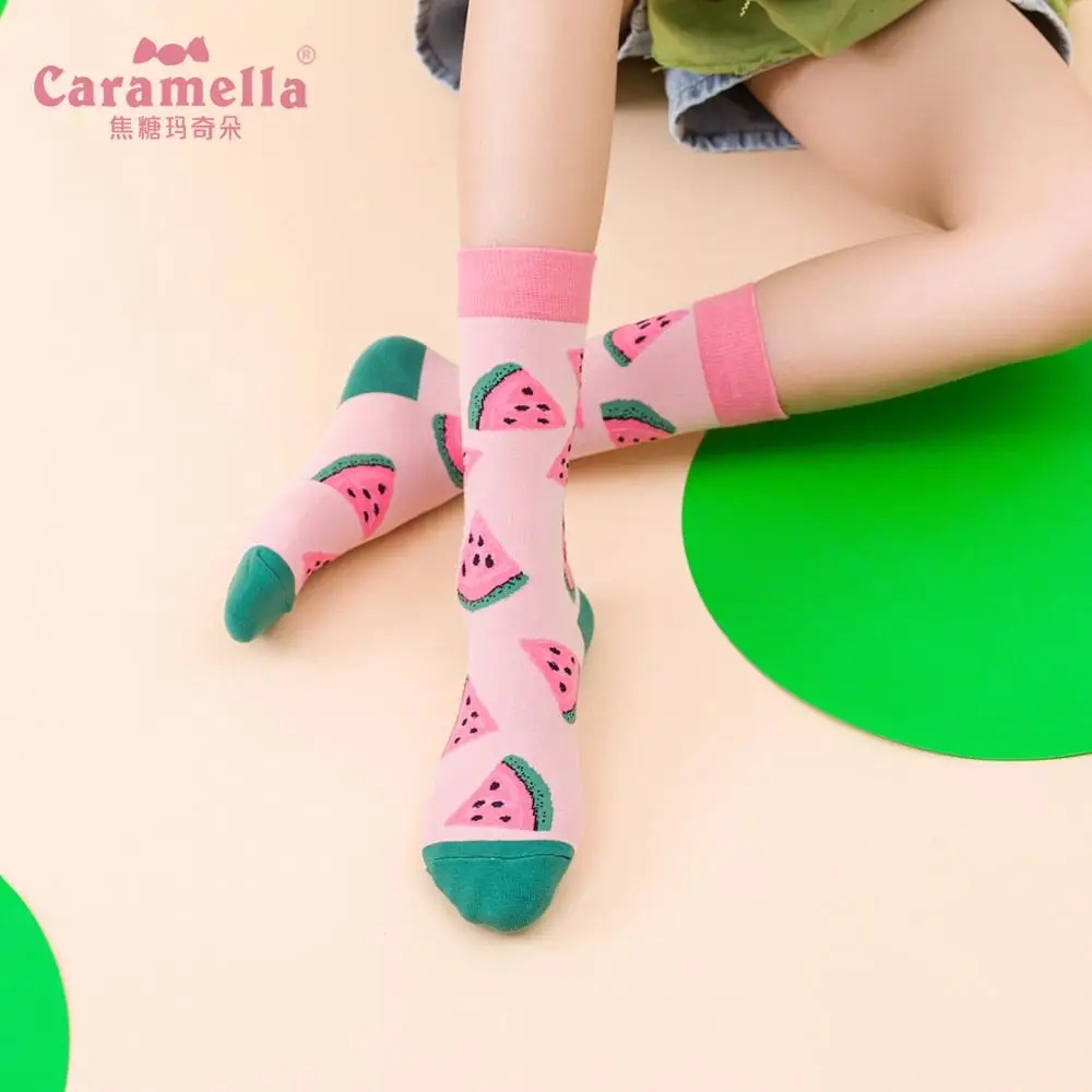 Caramella 3 пар/лот женские носки Харадзюку цветные фруктовые длинные хлопковые
