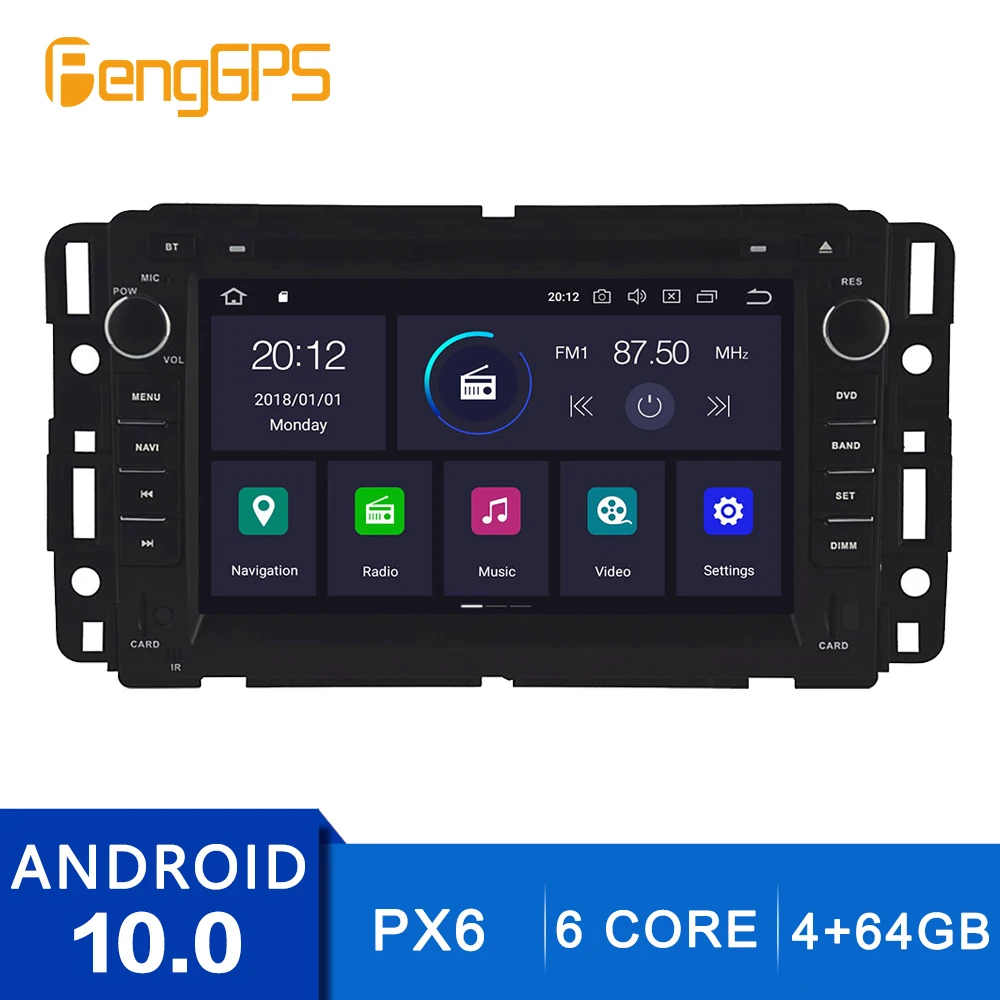 Мультимедийная магнитола для GMC Yukon Tahoe 2007-2012 Android 10 0 CD DVD-плеер GPS-навигация PX6