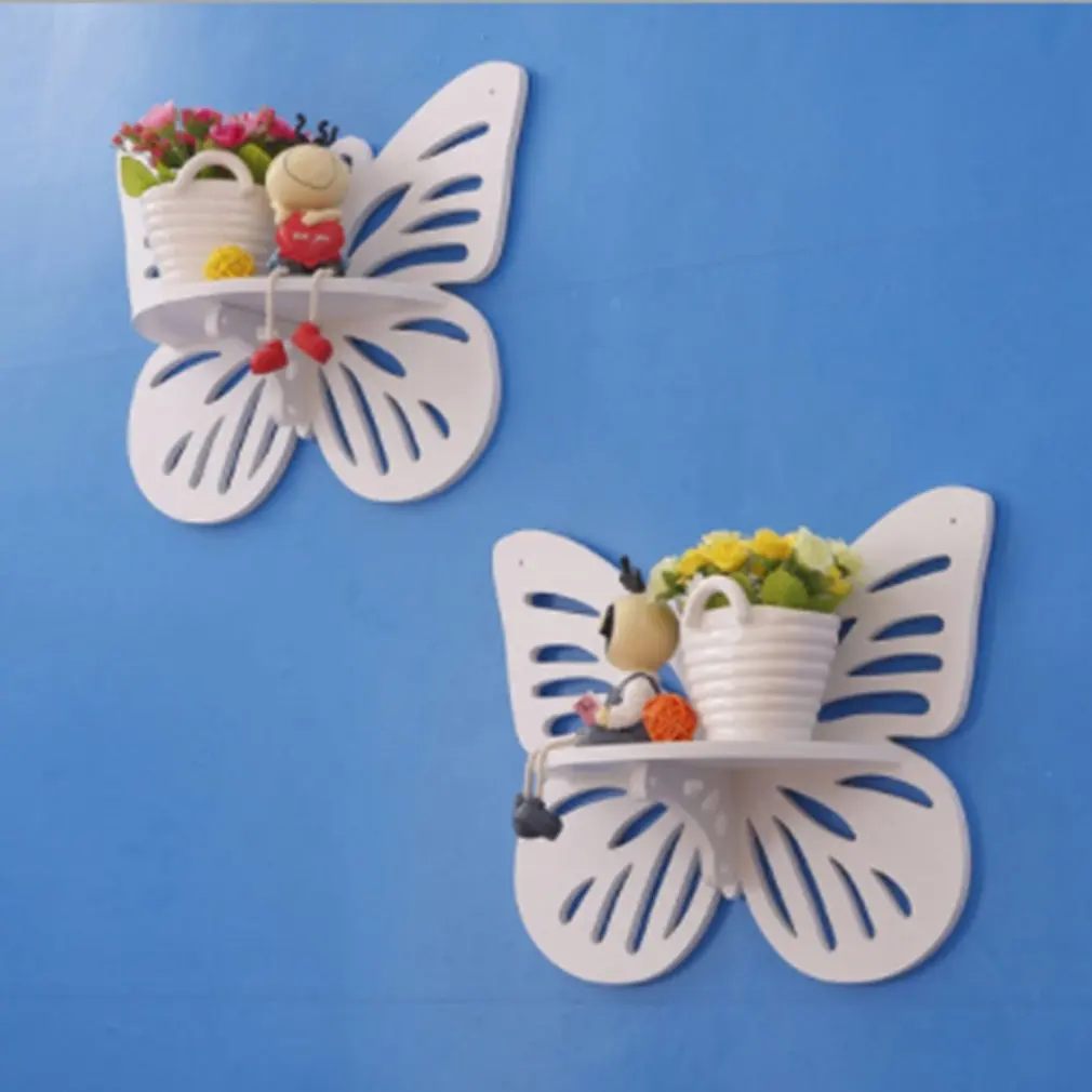 Креативные настенные стеллажи с бабочками для украшения спальни, гостиной, ванной комнаты, настенная полка для мелких предметов, ключей, очков, бонсай, вазы
