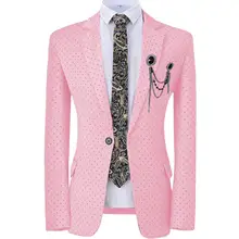 Цельный формальный мужской розовый костюм, приталенный, для выпускного, белый смокинг, с рисунком, королевский синий пиджак для свадебной вечеринки, женихов, мужчин(блейзер