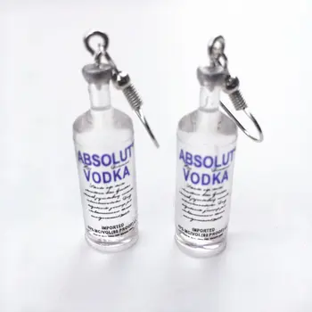 

Creative Cool Vodka Bottle Drop Earrings Funny Drinking Style Cartoon Transparent Bottle Dangle Earring for Women