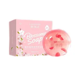 100g sakura mite-removing petals essential oil cleansing bathing beauty moisturizing oil-control soap Free shipping