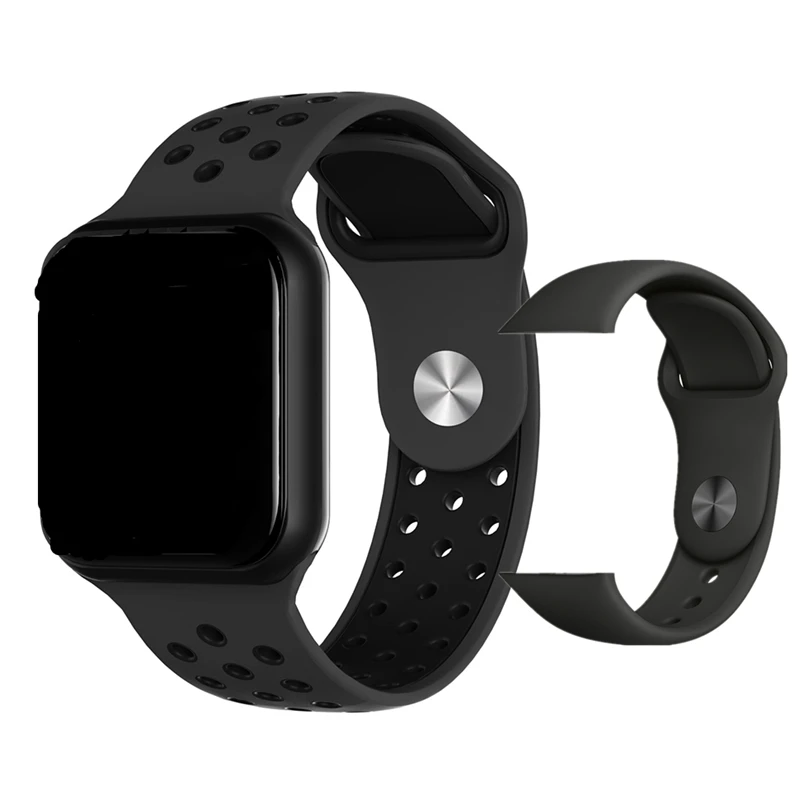 Сенсорный Экран F8 Смарт-часы спортивные пульсометр Монитор артериального давления фитнес-трекер и копия 1:1 air2 - Цвет: black add strap