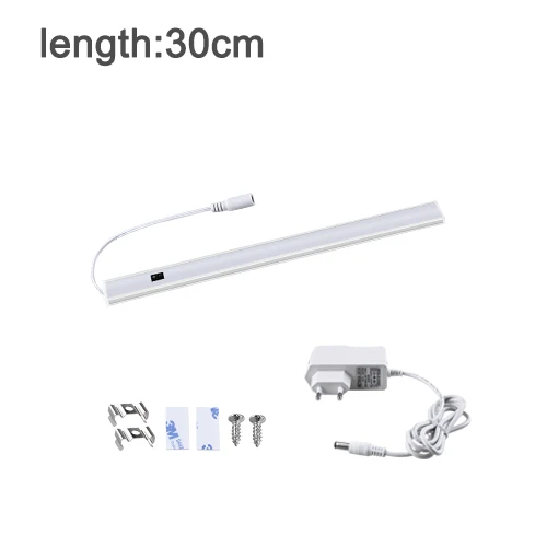 1x30cm With Power Hand Sweep Switch Under Cabinet Kitchen LED Light Bedroom Wardrobe Closet Night Lights 30/40/50cm LED Bar Light Indoor Home Lamp - Цвет: 1x30cm With Power