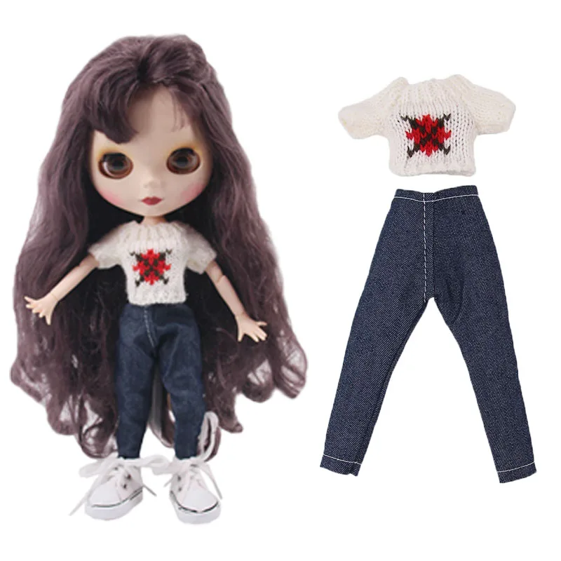 Аксессуары для кукол BJD Blyth одежда вязаный свитер джинсы Bjd 1/6 Одежда куклы фото