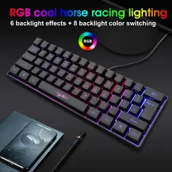 Clavier mécanique de jeu à axe filaire USB 61 touches, avec rétro éclairage LED, pour ordinateur de bureau, PC portable, livraison directe 