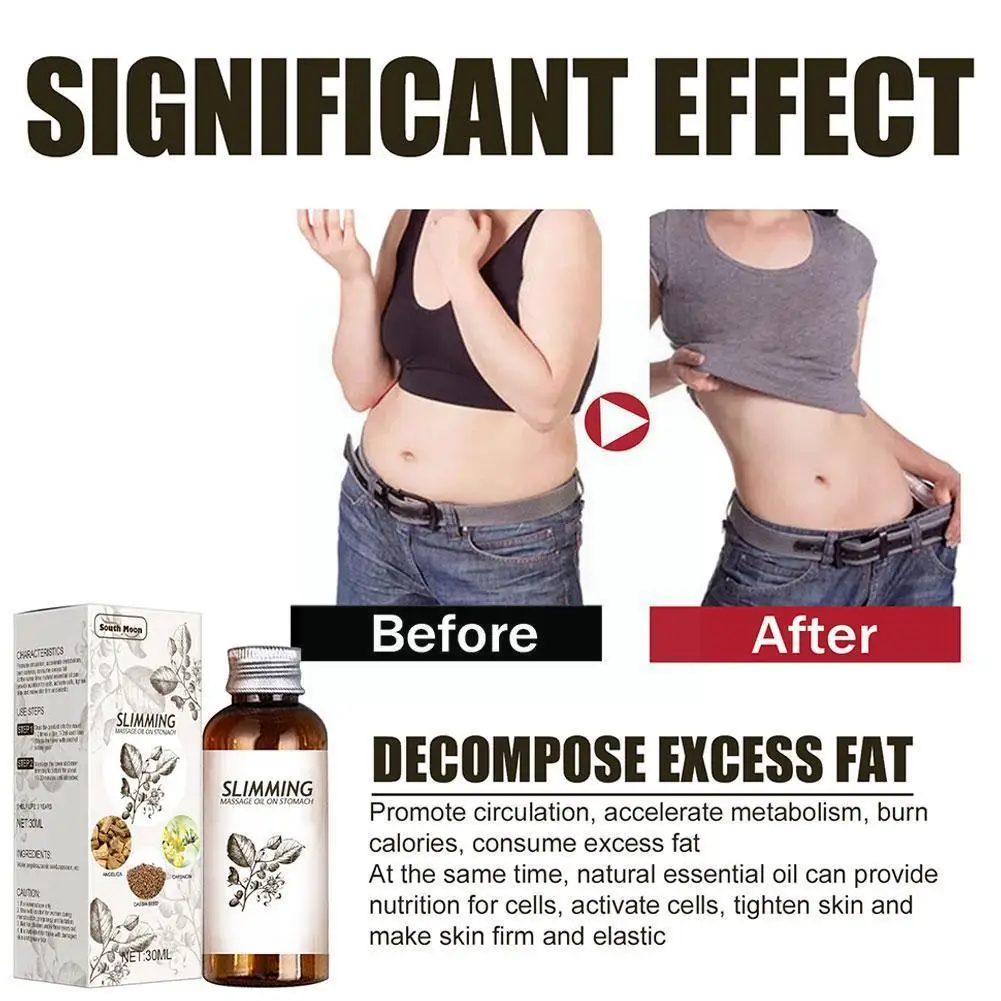 30ml Natural Herbal Slimming Massage Essential Oil On Fat Loss Burning Thin Essence Abdomen Weight Leg Thigh Stomach K5P9 | Красота и
