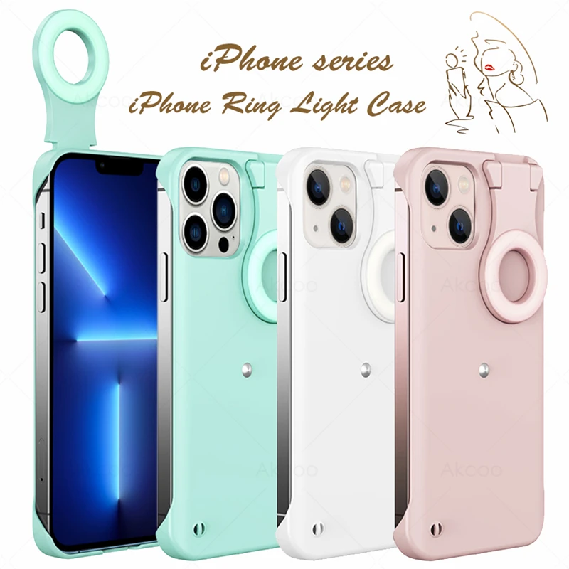 lichten methaan Draai vast Voor Iphone 13 Pro Max Selfie Ring Licht Case Led Luminuous Cover Voor Iphone  6 7 8 Plus Xr Xs 11 12 Voor Tiktok Foto 'S Make Up|Telefoonbumper| -  AliExpress