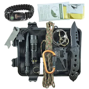11In1 Professional Military Survival Kit Emergency Mountain Outdoor Hiking Flashlight Tactical Bracelet Paracord Camping Trip 1