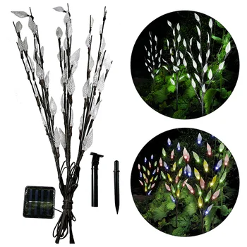 

60 LED solar light lawn outdoor waterproof garden Lamp landscape lighting Simulation Leaf 3 Branch Christmas Tree Party Decor