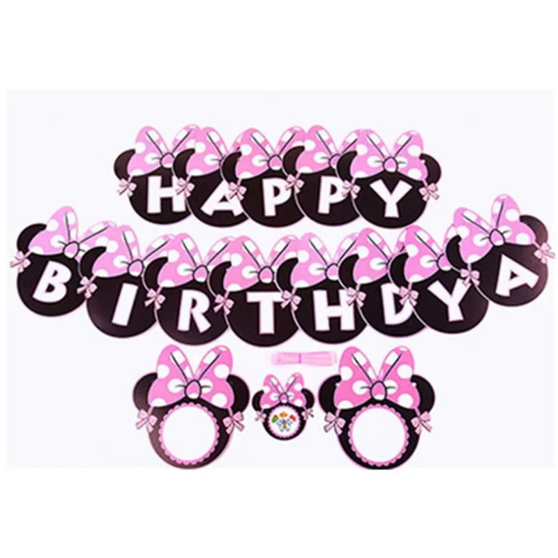 Girls Minnie Mouse Party Bunting 1 Banner Flags Per Bunting Length 2.5m Party Favors kids boy Mickey Happy Birthday Decoration