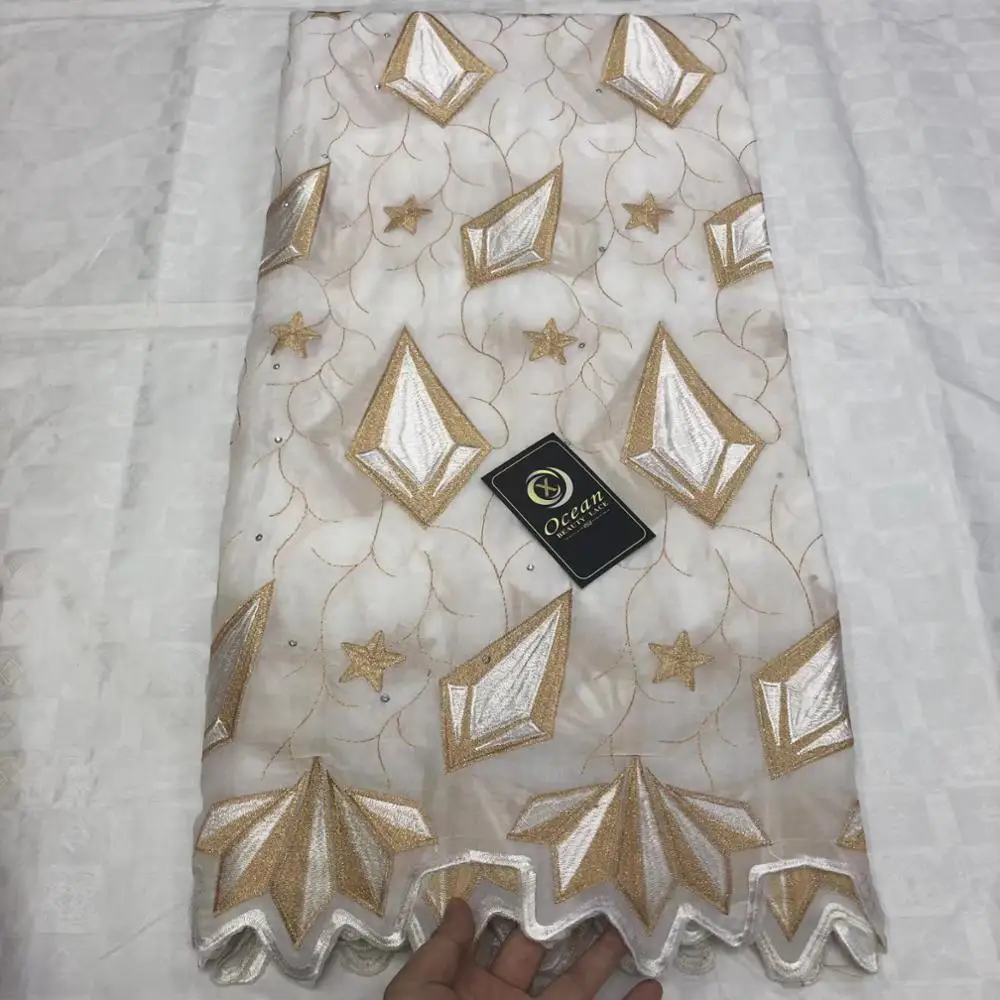 

Hot sales 100%cotton 2019Super quality African swiss lace With Stones fabric for Nigerian party/Wedding Dresses NX629w
