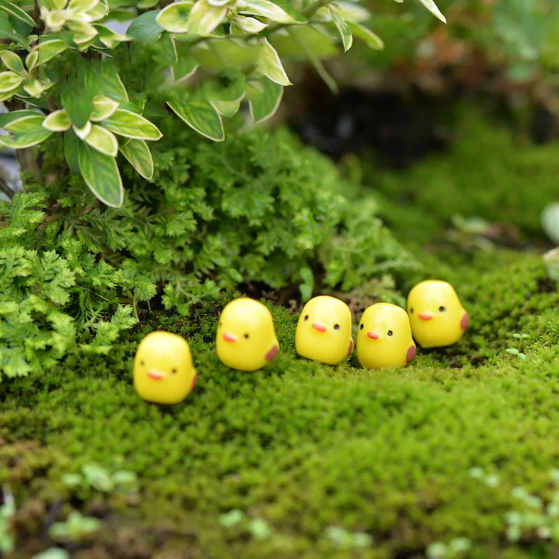 Wholesale Plants Ornaments Cute Mini Yellow Chicken Hen Coop Eggs Figures Micro Landscape