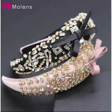 MOLANS имитация кирпича свадебное украшение на голову розовый черный широкий Окантованный Свадебный ободок для волос аксессуары Средний обруч для волос с бантиком
