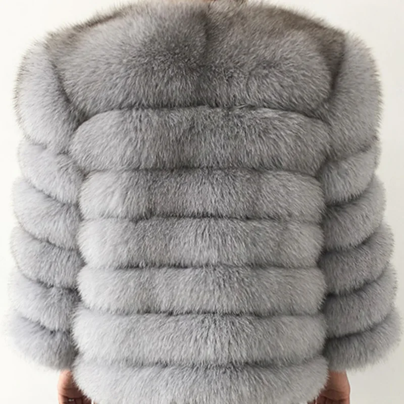 light grey Натуральный Лисий мех пальто женские Короткие Зимние красивые натуральный мех лисы натуральная кожа теплые модные - Цвет: light grey