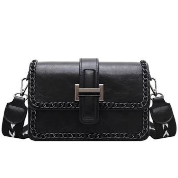 

2020 Crossbody Bags For Women Wide Shoulder Strap Chain Handbag And Purse For Girl Retro Small Square Bag Shoulder Messenger Bag