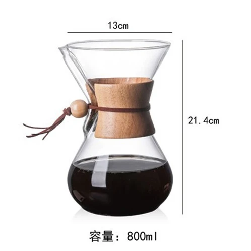 400/600/800 мл Дерево Зерно термостойкая стеклянная ручной работы кофе Емкость для совместного использования Кофеварка чашка чайник чашки принадлежности для кофе для бариста - Цвет: C