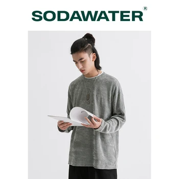 

SODAWATER 2020 Autumn Long Sleeve T-shirt Men O-Neck Loose Fit T-Shirt In Black Men Harajuku Vintage Oversized T-Shirt Men 1910W