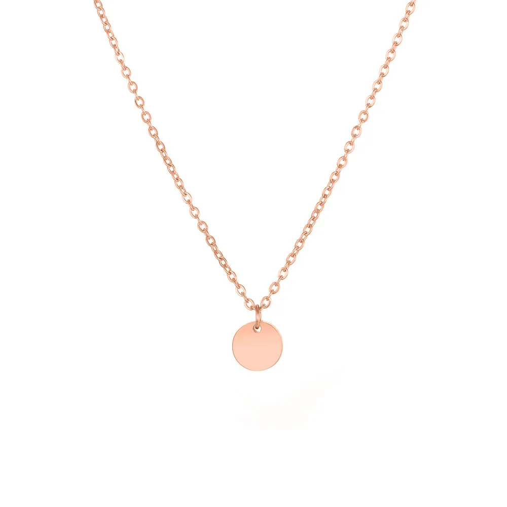 Элегантное ожерелье с подвеской из нержавеющей стали 316L для женщин и девушек, романтическая круглая цепочка, Гламурное ожерелье, ювелирные изделия, подарки, Новинка - Окраска металла: Rose Gold