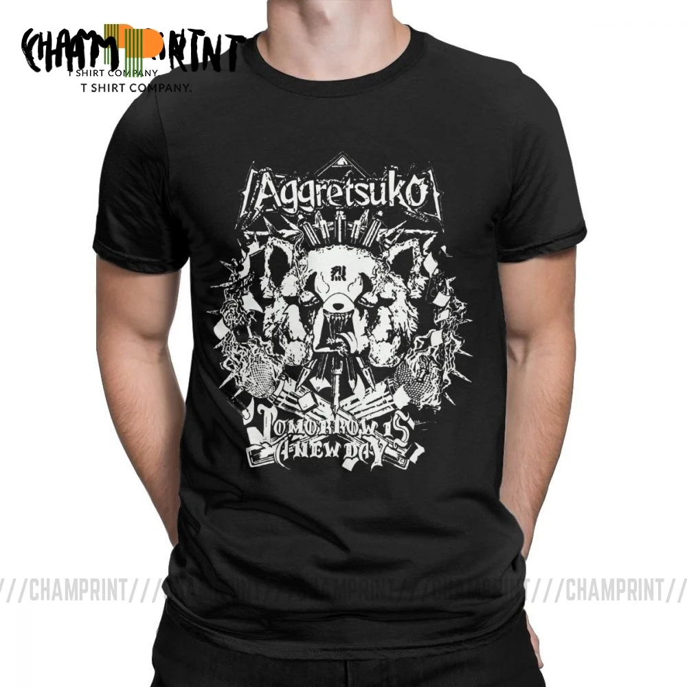 Мужская футболка с красной пандой Aggretsuko винтажные хлопковые футболки коротким