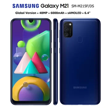 Перейти на Алиэкспресс и купить Смартфон Samsung Galaxy M21 M215F/DS, глобальная версия, 4G, мобильный телефон, 4 ГБ, 64 ГБ, Восьмиядерный процессор, 6,4 дюйма, 1080x2340, 6000 мАч, 48 МП, NFC, Android 10