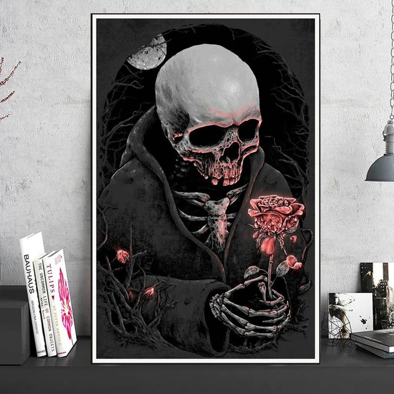 

Horror Skull Flower Diamond Art Painting Full Drill Square/Round Cross Stitch Mosaic 5D DIY Crystal Embroidery Craft Home Decor