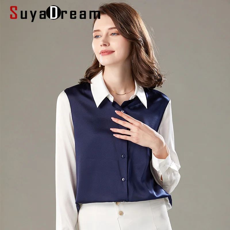 SuyaDream Women 23mm Silk Satin Long Sleeves