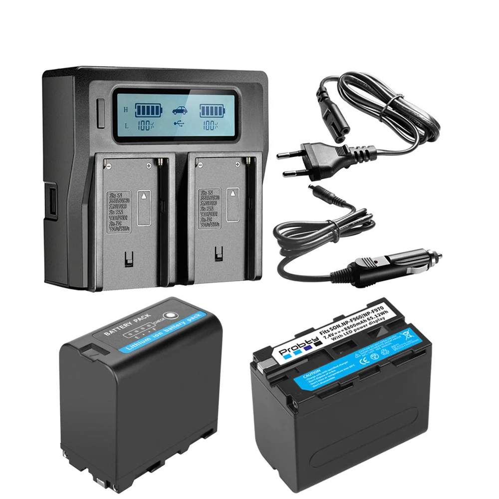 Baterias com Indicador de Energia Rápido para Sony Led + Lcd Carregador Hvr-hd1000 Hvr-hd1000e Hvr-v1j 8800mah Np-f970 Np-f960 np F970 - Image 2
