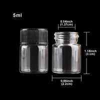 10pcs 5ml 22*30mm Clear Glass Bottles with Black Plastic Lids Empty Tiny Glass Jars DIY Crafts Vials Glass Jars 2