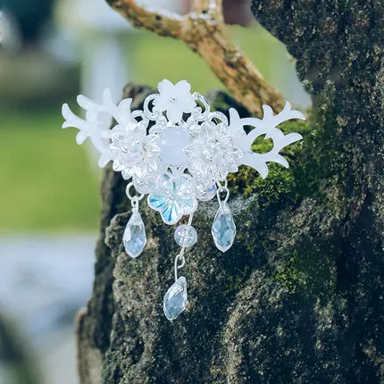 QIANJI Hanfu головной убор полный набор серебряных аксессуаров для волос дракон женские слезы тиара женские шпильки аксессуары для волос - Цвет: Другое