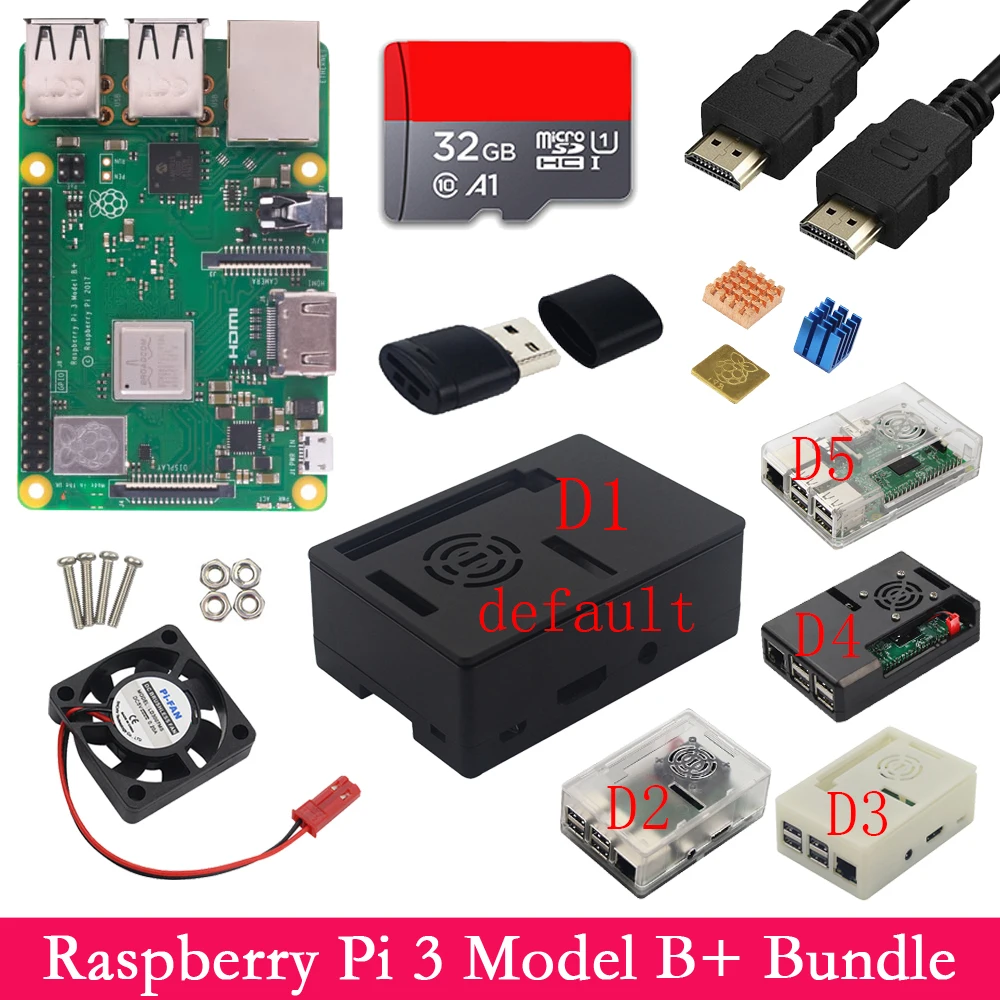 

Raspberry Pi 3 Model B+ 2.4G&5G WiFi Bluetooth 4.2 with ABS Case Power Supply Heat Sink for Raspberry Pi 3 Model B Plus 3 B+