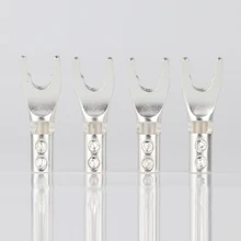 

4PCS Audio Jack Y Banana Plug Solder Wire Conector U/Y Rhodium Plated Copper Screw Fork HiFi Speaker Spade Connector Plugs