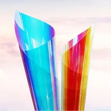 SUNICE Rainbow Effect Iridescent Window Film Decorative Glass Sticker Chamelon Color Self-Adhesive 100*500CM