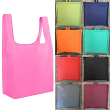 Nueva calidad de compras bolsa de viaje de bolso plegable reutilizable de Color sólido de compras bolsa portátil grande bolsa(China)