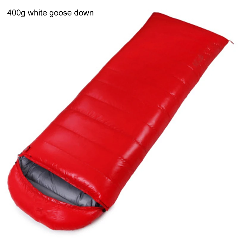 Red 400gGooseDown Открытый конверт типа Кемпинг вниз сплайсинга двойной спальный мешок для взрослых утолщение можно сшить белый гусиный пух спальный мешок - Цвет: Red 400gGooseDown