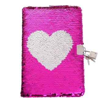 

1 Pc Love Heart Notebook Reversible Travel Journal with Lock for Teens