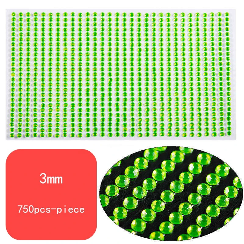Light green 3/4/5 мм самоклеющиеся Стикеры со стразами для ногтей ног дизайн аппликация Маникюр Скрапбукинг наклейки - Цвет: Light green
