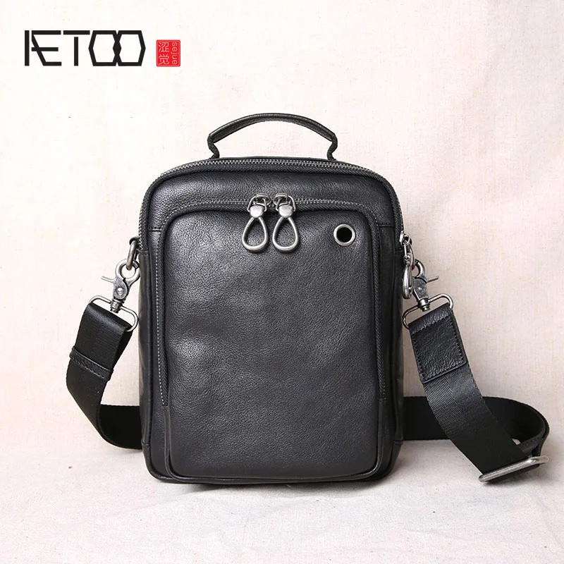 

BJYL Leather Men's Bag Tote Casual Korean Business First Layer Leather Shoulder Bag Messenger Bag Men