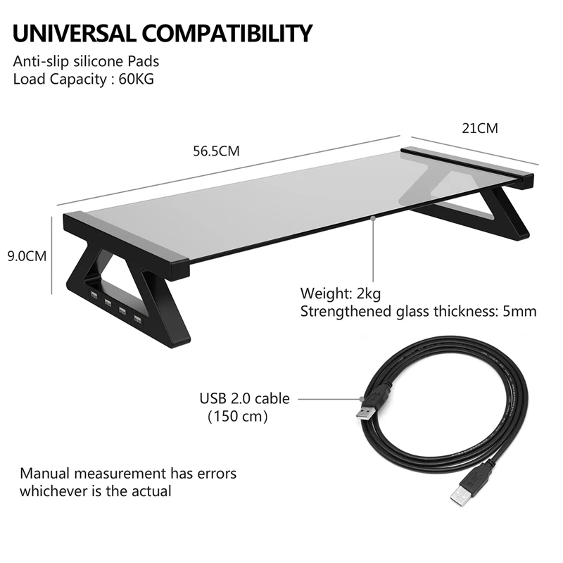 Стойка для монитора из алюминиевого сплава с 4 портами usb для компьютера, ноутбука, планшета, многофункциональная стойка
