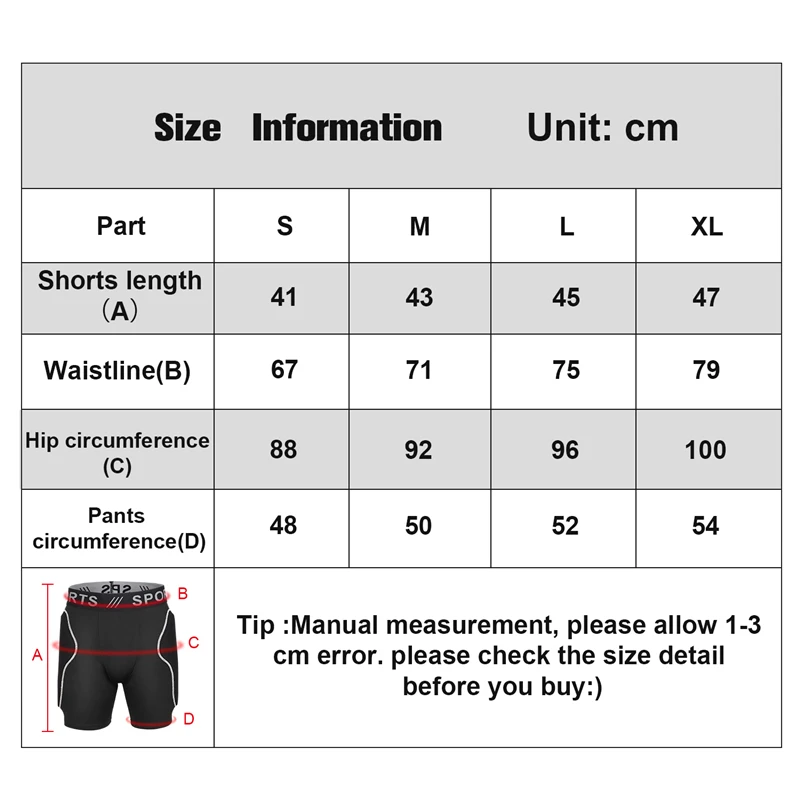 Outdoor Sports Hip Padded Shorts Skiing Skating Skateboarding Protective Shorts Mountain Road Bike Men