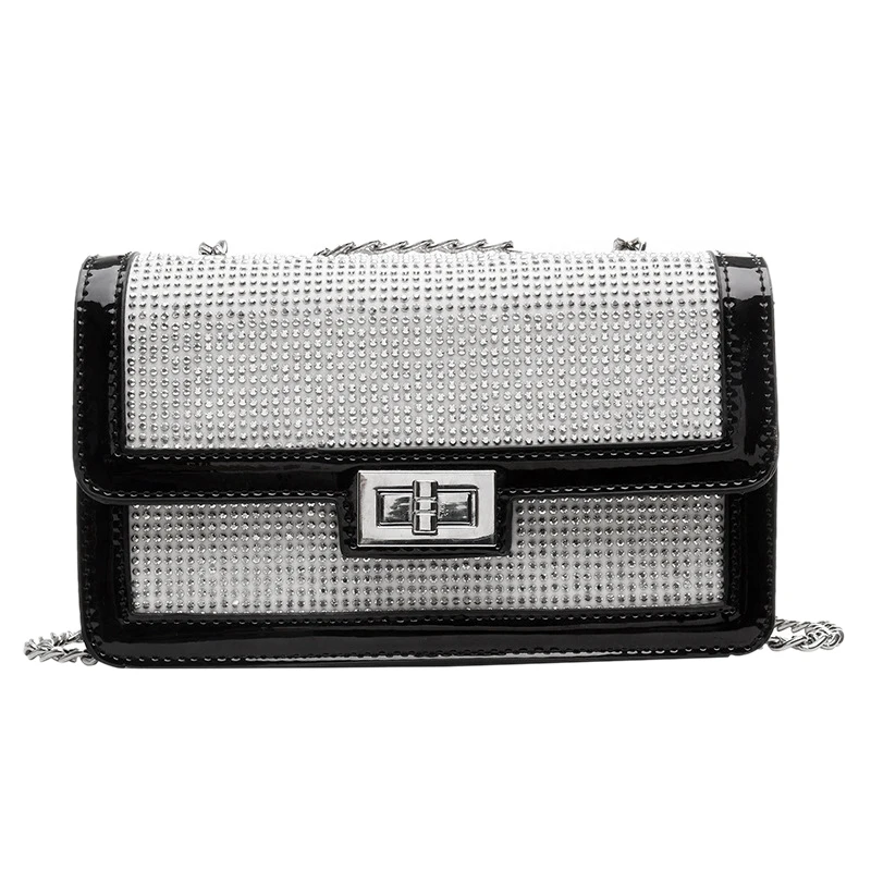 

AUAU-Fashion Lock Small Square Bag Female Bag Korean Version Of Tide Diamond Female Single Shoulder Messenger Bag