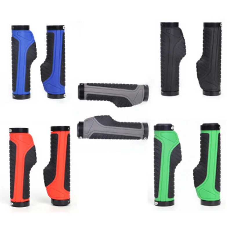

5 Colors 1 Pair Cycling Lockable Hand Bicycle Handlebar Grips Widen Holding Surface Rubber Bike Grips with Aluminum Lock Bicycle