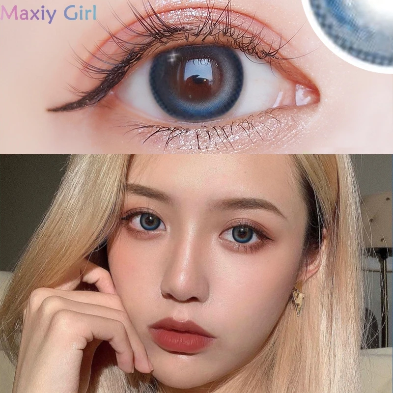 Цветные контактные линзы ed для глаз с голубым цветом без рецептурные контакты