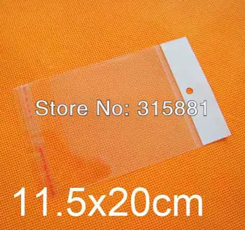 

Self Adhesive Seal plastic Bags,11.5x20cm with hanging hole 500pcs/lot free shipping