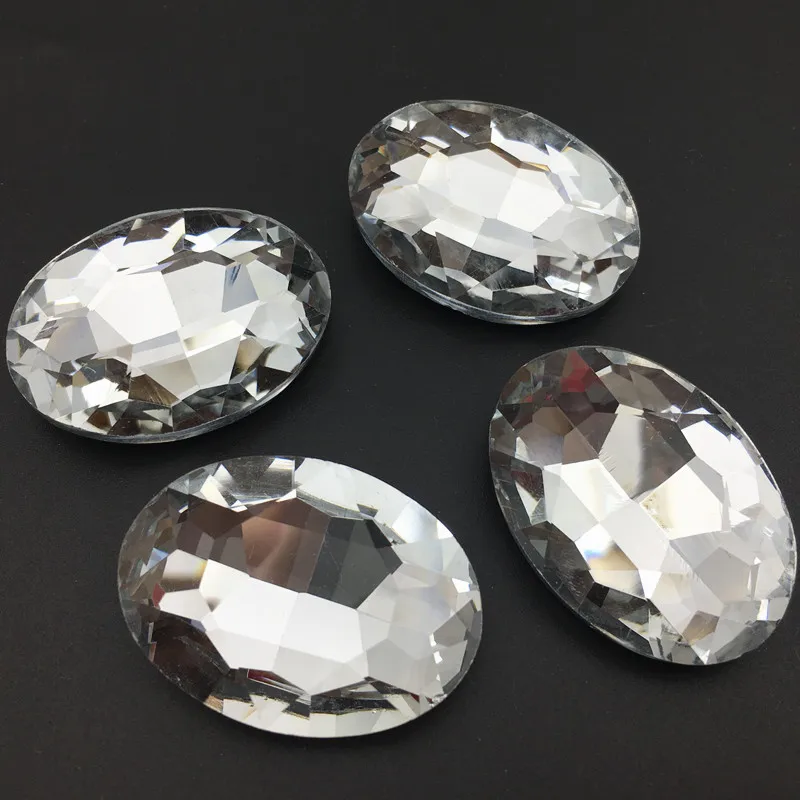 30x40mm Oval Shape Crystal Clear Color Pointback Glass Fancy Stone For