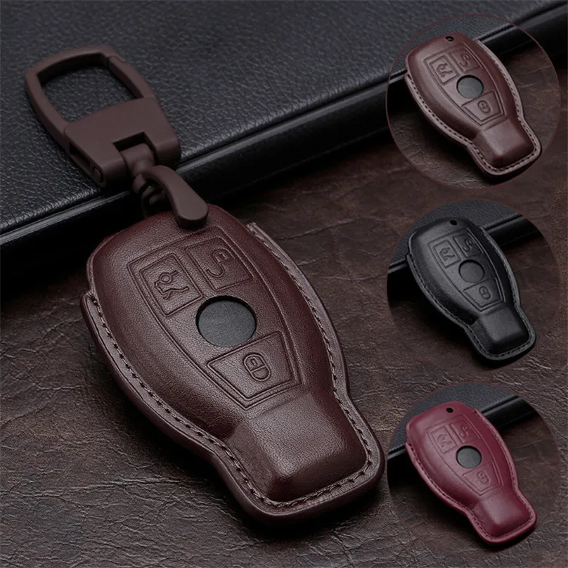 

Genuine Leather Car Remote Key Shell Key Case Cover for Mercedes Benz Class W205 E Class W212 A B S GLC GLA GLK Car Accessories