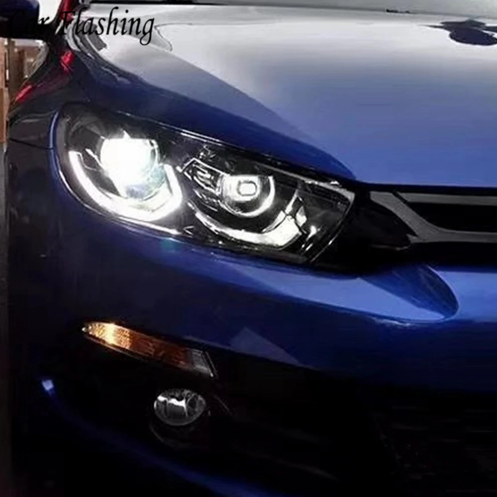 

Car flashing 1Pair Car styling case for VW scirocco 2009-2015 Headlights LED Headlight DRL Lens Double Beam HID Xenon 1.4T 2.0T