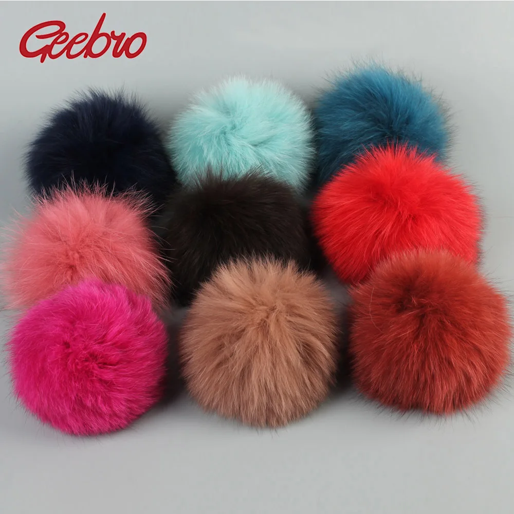 

Geebro 1 PCS 14 cm Genuine Natural Fox Fur Pompom Big Real Fur Balls For Winter Beanies Scarf Accessories Real Fur Pom Pom