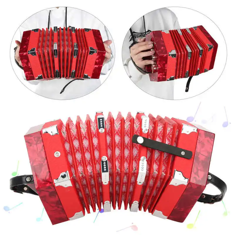 でのお Professional 20 Buttons Accordion Instrument, Concertina with a bag